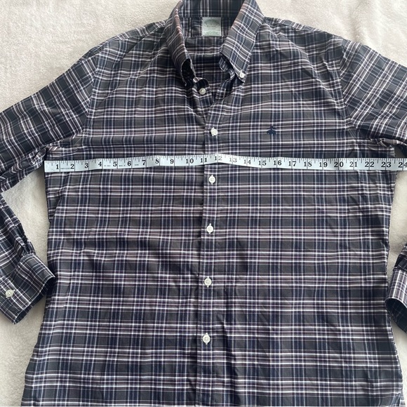 Brooks Brothers Milano Original Collar Button Down Plaid Purple White Large - Picture 7 of 9